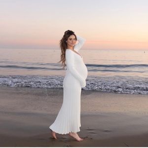 Dissh REIGN STONE SLEEVED KNIT MIDI DRESS - S White